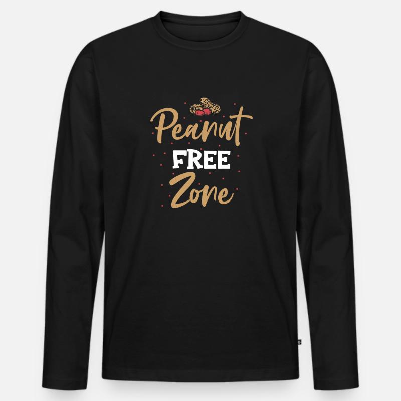 Erdnussfreie Zone Erdnuss-allergiker - Männer Premium Bio Langarmshirt - Schwarz