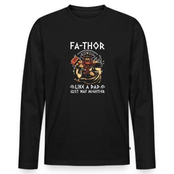 Vathor pour hommes - Fête des pères Cadeau de la fête des pères Viking - T-shirt manches longues Premium bio Homme - noir - Devant - Nico (187cm)