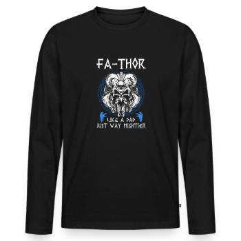 Vathor pour hommes - Fête des pères Cadeau de la fête des pères Viking - T-shirt manches longues Premium bio Homme - noir - Devant - Nico (187cm)