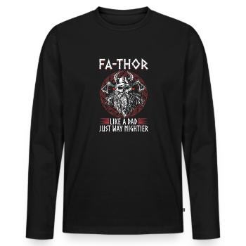 Vathor pour hommes - Fête des pères Cadeau de la fête des pères Viking - T-shirt manches longues Premium bio Homme - noir - Devant - Nico (187cm)