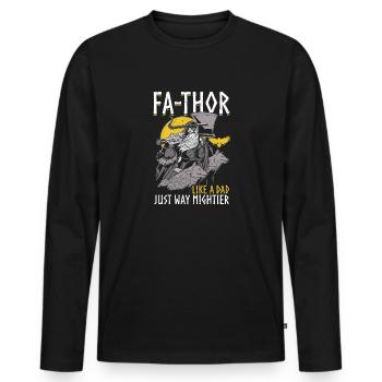 Vathor pour hommes - Fête des pères Cadeau de la fête des pères Viking - T-shirt manches longues Premium bio Homme - noir - Devant - Nico (187cm)