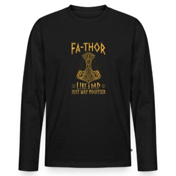Vathor pour hommes - Fête des pères Cadeau de la fête des pères Viking - T-shirt manches longues Premium bio Homme - noir - Devant - Nico (187cm)