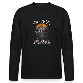 Vathor pour hommes - Fête des pères Cadeau de la fête des pères Viking - T-shirt manches longues Premium bio Homme - noir - Devant - Nico (187cm)