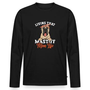Mastiff Chien Vieux Mastiff anglais - T-shirt manches longues Premium bio Homme - noir - Devant - Nico (187cm)