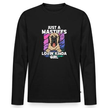 Mastiff Chien Vieux Mastiff anglais - T-shirt manches longues Premium bio Homme - noir - Devant - Nico (187cm)