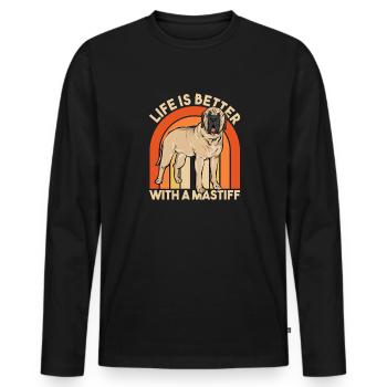 Mastiff Chien Vieux Mastiff anglais - T-shirt manches longues Premium bio Homme - noir - Devant - Nico (187cm)