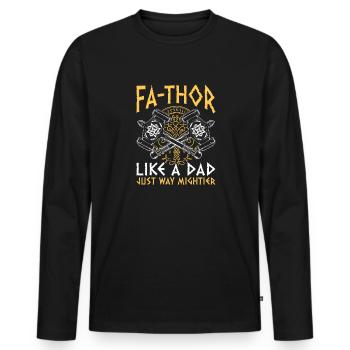 Vathor pour hommes - Fête des pères Cadeau de la fête des pères Viking - T-shirt manches longues Premium bio Homme - noir - Devant - Nico (187cm)