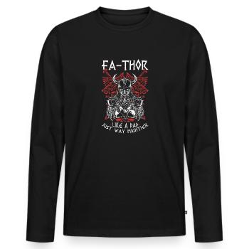 Vathor pour hommes - Fête des pères Cadeau de la fête des pères Viking - T-shirt manches longues Premium bio Homme - noir - Devant - Nico (187cm)