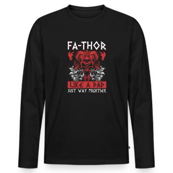 Herren Vathor - Vatertag Vatertagsgeschenk Viking - Männer Premium Bio Langarmshirt - Schwarz - Vorne - Nico (187cm)