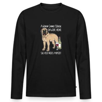 Mastiff Chien Vieux Mastiff anglais - T-shirt manches longues Premium bio Homme - noir - Devant - Nico (187cm)