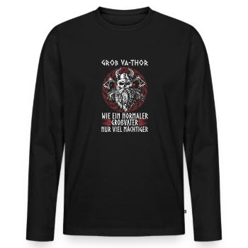 Groß Vathor - Vatertag Vatertagsgeschenk Wikinger - Männer Premium Bio Langarmshirt - Schwarz - Vorne - Nico (187cm)