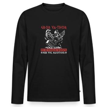 Groß Vathor - Vatertag Vatertagsgeschenk Wikinger - Männer Premium Bio Langarmshirt - Schwarz - Vorne - Nico (187cm)