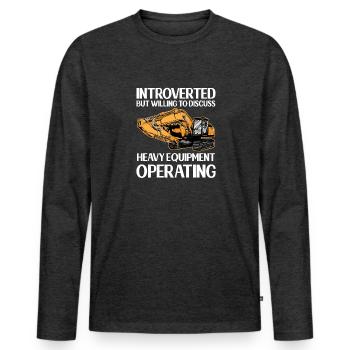 Construction machinery operator Excavator driver Excavator driver Construction workers - Men's Premium Organic Long Sleeve Shirt - heather anthracite - Front - Nico (187cm)