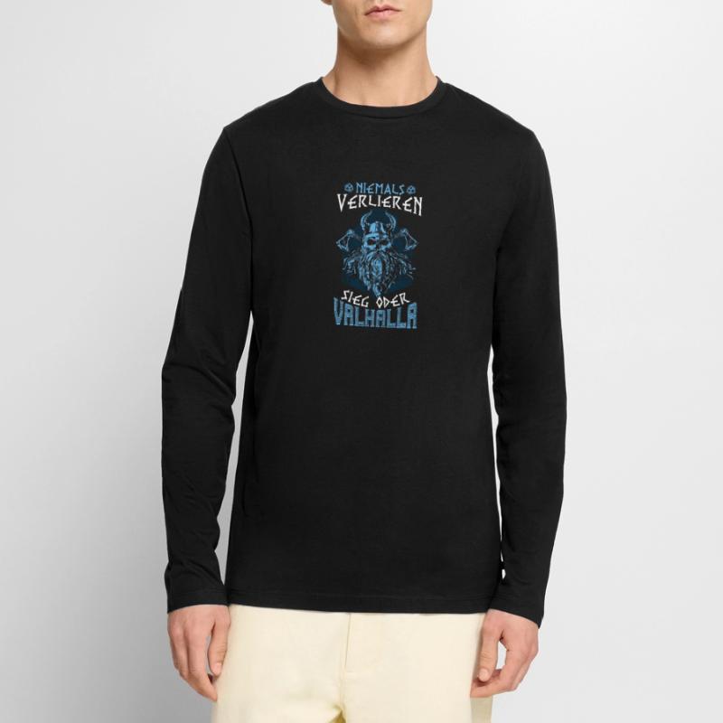 Niemals Verlieren, Sieg oder Valhalla Wikinger Männer Premium Bio Langarmshirt