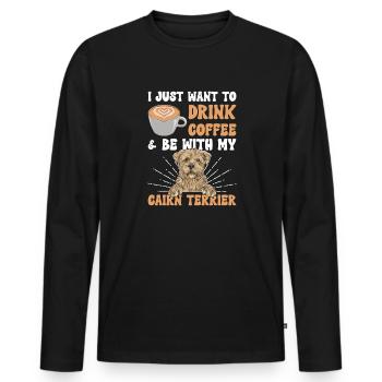 Cairn Terrier Chien - T-shirt manches longues Premium bio Homme - noir - Devant - Nico (187cm)