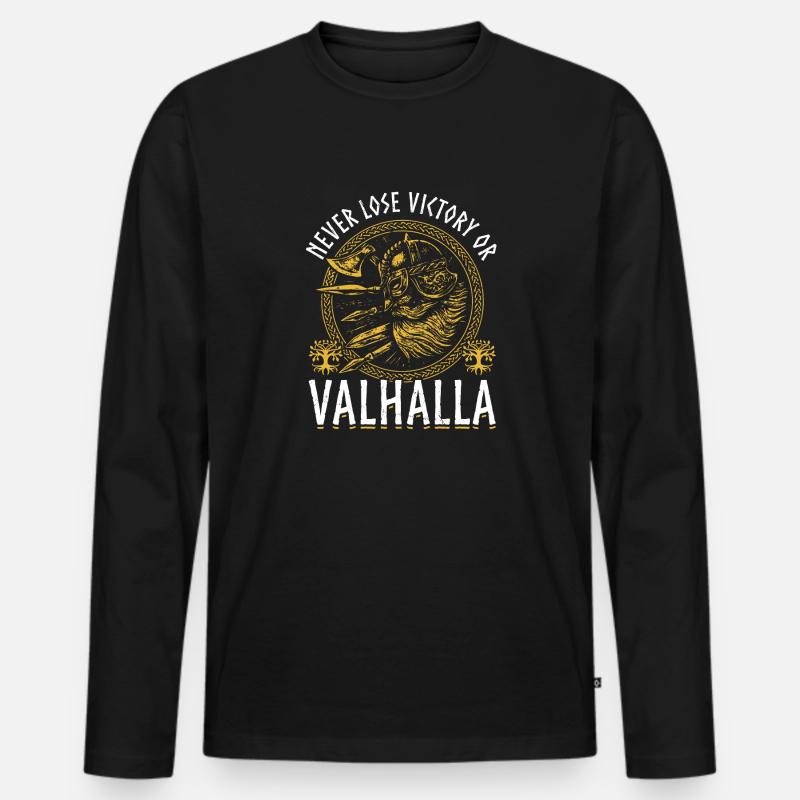 Niemals Verlieren, Sieg oder Valhalla Wikinger Männer Premium Bio Langarmshirt