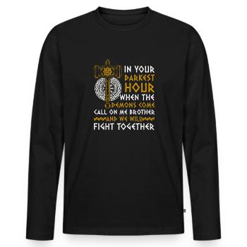 In thy darkest hour, Call Me Brother - Men's Premium Organic Long Sleeve Shirt - black - Front - Nico (187cm)