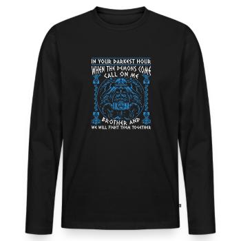 In thy darkest hour, Call Me Brother - Men's Premium Organic Long Sleeve Shirt - black - Front - Nico (187cm)
