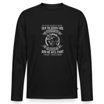 In thy darkest hour, Call Me Brother - Men's Premium Organic Long Sleeve Shirt - black - Front - Nico (187cm)