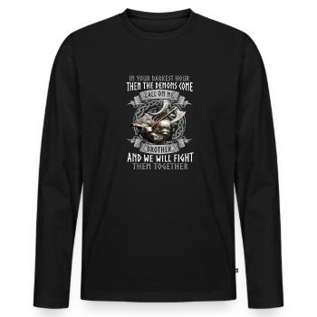 In thy darkest hour, Call Me Brother - Men's Premium Organic Long Sleeve Shirt - black - Front - Nico (187cm)