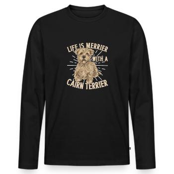 Cairn Terrier Chien - T-shirt manches longues Premium bio Homme - noir - Devant - Nico (187cm)