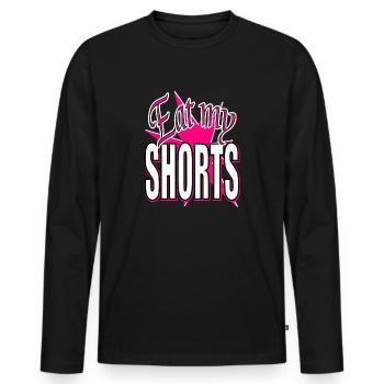 friss meine Shorts - Stern in Pink - Männer Premium Bio Langarmshirt - Schwarz - Vorne - Nico (187cm)