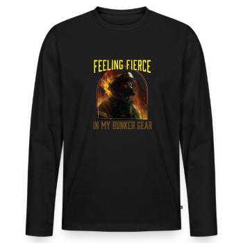 Se sentir féroce dans mon Bunker Gear Fireman - T-shirt manches longues Premium bio Homme - noir - Devant - Nico (187cm)