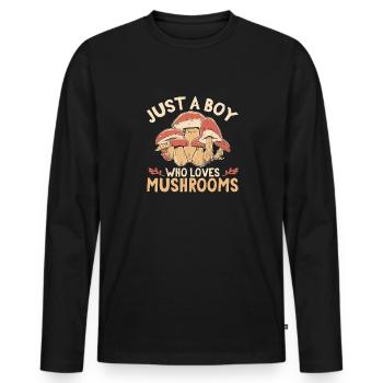 Cueillette de champignons Cueillette de champignons Cueillette de champignons - T-shirt manches longues Premium bio Homme - noir - Devant - Nico (187cm)