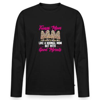 Mushroom hunting, mushrooms, morels, mushroom picking, foraging - Men's Premium Organic Long Sleeve Shirt - black - Front - Nico (187cm)