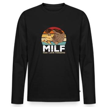 Cueillette de champignons Cueillette de champignons Cueillette de champignons - T-shirt manches longues Premium bio Homme - noir - Devant - Nico (187cm)