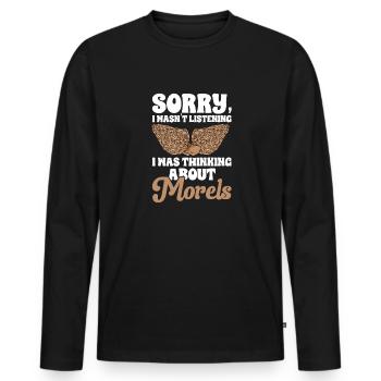 Cueillette de champignons Cueillette de champignons Cueillette de champignons - T-shirt manches longues Premium bio Homme - noir - Devant - Nico (187cm)