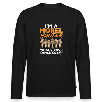Pilzsuche Pilze Morcheln Pilzsammeln Nahrungssuche - Männer Premium Bio Langarmshirt - Schwarz - Vorne - Nico (187cm)