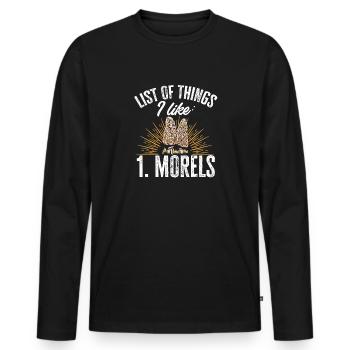 Cueillette de champignons Cueillette de champignons Cueillette de champignons - T-shirt manches longues Premium bio Homme - noir - Devant - Nico (187cm)