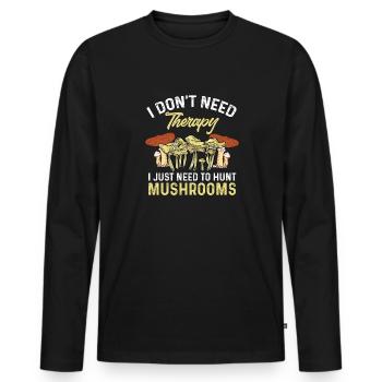 Cueillette de champignons Cueillette de champignons Cueillette de champignons - T-shirt manches longues Premium bio Homme - noir - Devant - Nico (187cm)