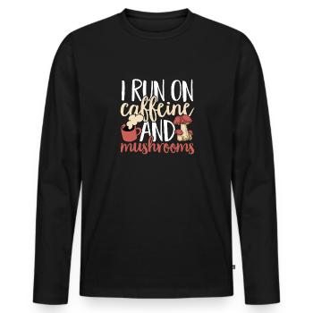 Cueillette de champignons Cueillette de champignons Cueillette de champignons - T-shirt manches longues Premium bio Homme - noir - Devant - Nico (187cm)