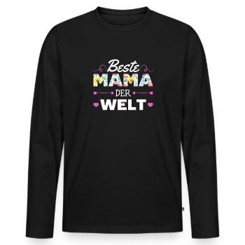 Pour la meilleure maman du monde! Pour la fête des mères - T-shirt manches longues Premium bio Homme - noir - Devant - Nico (187cm)
