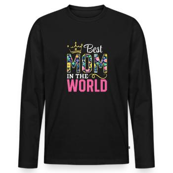 Pour la meilleure maman du monde! Pour la fête des mères - T-shirt manches longues Premium bio Homme - noir - Devant - Nico (187cm)