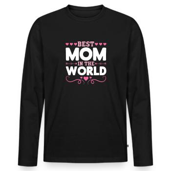 Pour la meilleure maman du monde! Pour la fête des mères - T-shirt manches longues Premium bio Homme - noir - Devant - Nico (187cm)
