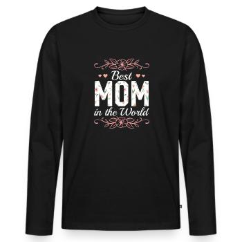Pour la meilleure maman du monde! Pour la fête des mères - T-shirt manches longues Premium bio Homme - noir - Devant - Nico (187cm)
