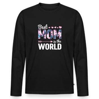 Pour la meilleure maman du monde! Pour la fête des mères - T-shirt manches longues Premium bio Homme - noir - Devant - Nico (187cm)