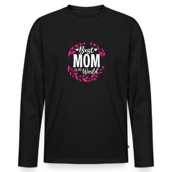 Pour la meilleure maman du monde! Pour la fête des mères - T-shirt manches longues Premium bio Homme - noir - Devant - Nico (187cm)