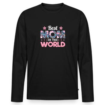 Pour la meilleure maman du monde! Pour la fête des mères - T-shirt manches longues Premium bio Homme - noir - Devant - Nico (187cm)