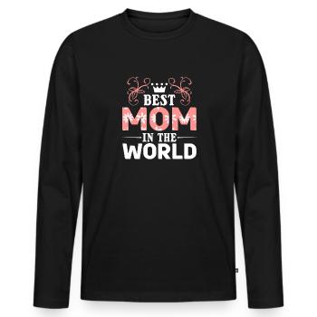 Pour la meilleure maman du monde! Pour la fête des mères - T-shirt manches longues Premium bio Homme - noir - Devant - Nico (187cm)