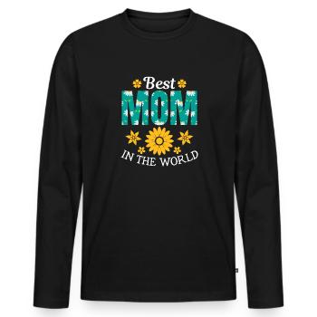 Pour la meilleure maman du monde! Pour la fête des mères - T-shirt manches longues Premium bio Homme - noir - Devant - Nico (187cm)