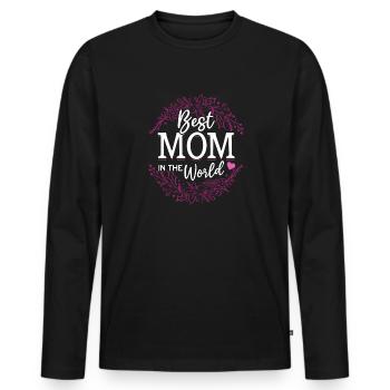 Pour la meilleure maman du monde! Pour la fête des mères - T-shirt manches longues Premium bio Homme - noir - Devant - Nico (187cm)
