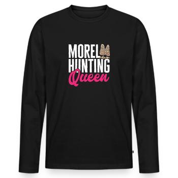 Chasse aux champignons, champignons, morilles, cueillette de champignons, cueillette de champignons - T-shirt manches longues Premium bio Homme - noir - Devant - Nico (187cm)