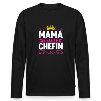 Mama Ehefrau Chefin - Zum Muttertag - Männer Premium Bio Langarmshirt - Schwarz - Vorne - Nico (187cm)