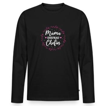 Mama Ehefrau Chefin - Zum Muttertag - Männer Premium Bio Langarmshirt - Schwarz - Vorne - Nico (187cm)