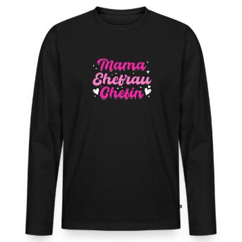 Mama Ehefrau Chefin - Zum Muttertag - Männer Premium Bio Langarmshirt - Schwarz - Vorne - Nico (187cm)