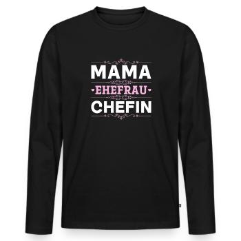 Mama Ehefrau Chefin - Zum Muttertag - Männer Premium Bio Langarmshirt - Schwarz - Vorne - Nico (187cm)